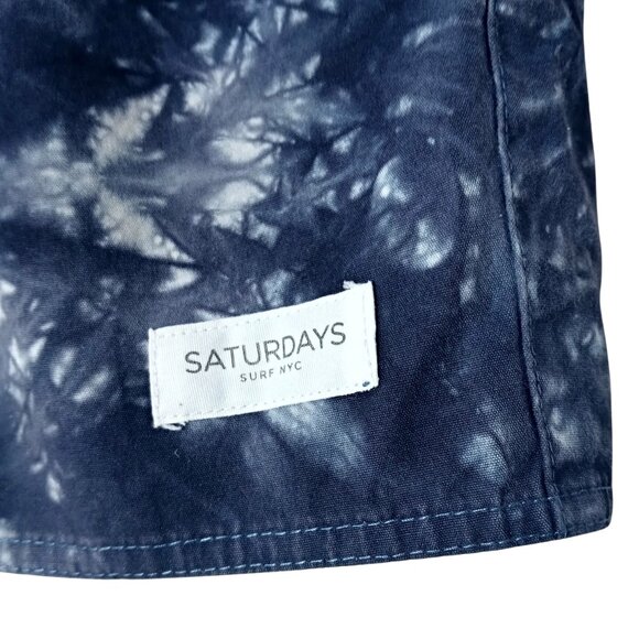 Saturdays Surf NYC Mens Tie Dye Print Swim Shorts Navy Blue Cotton Size S - Picture 5 of 10